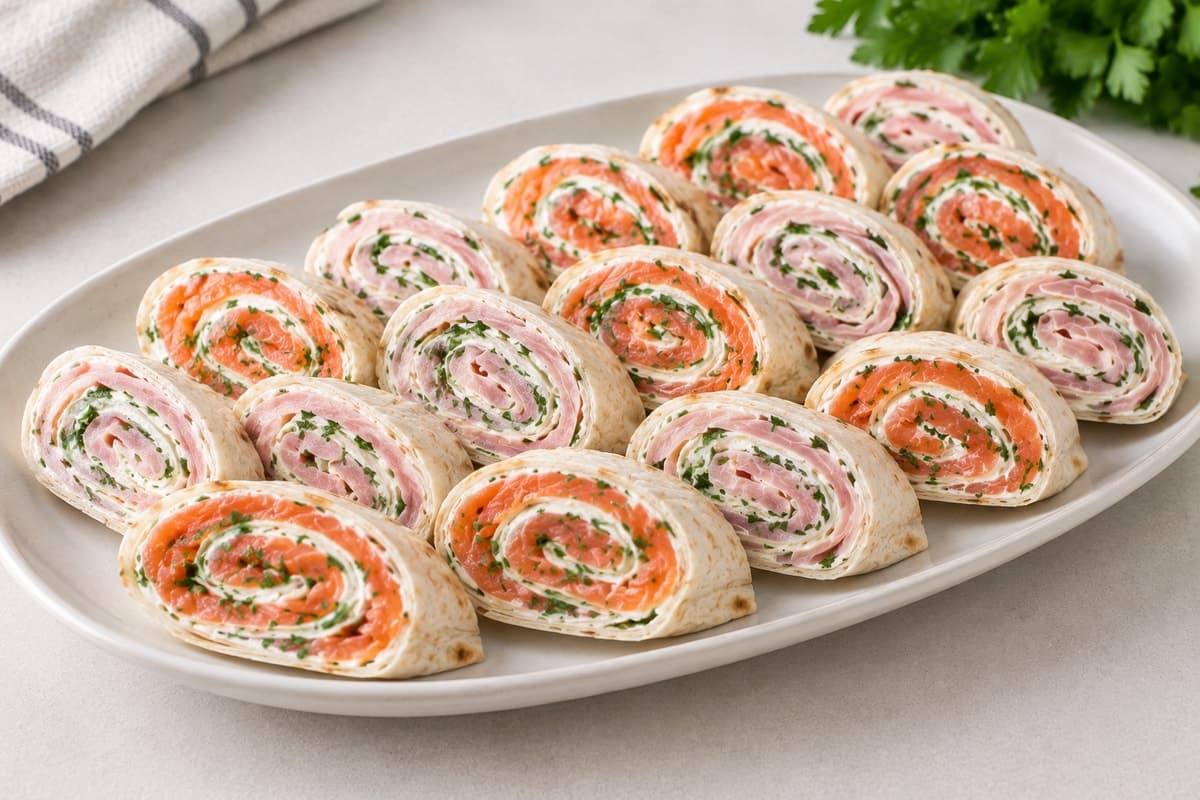 Закуска с сёмгой и ветчиной