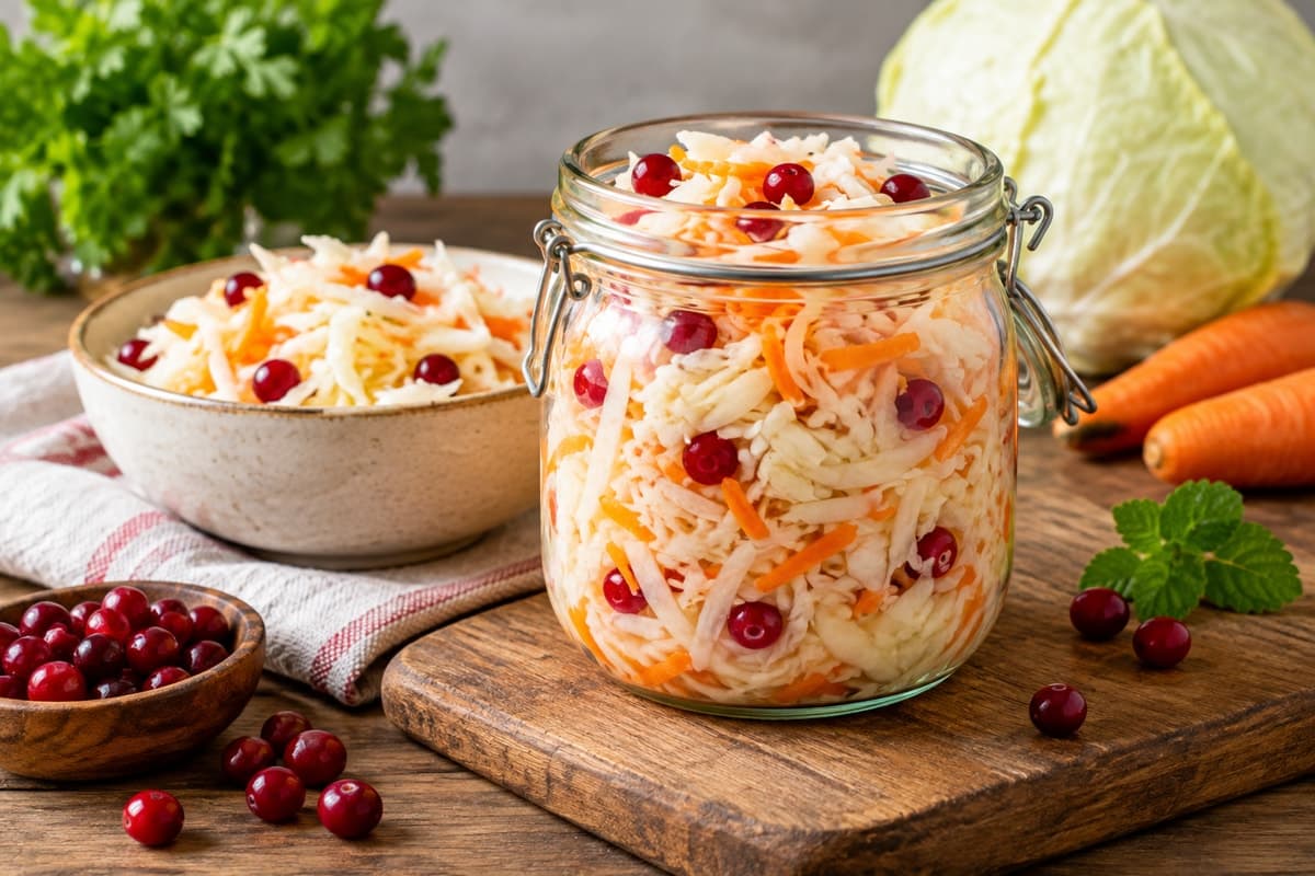 Квашеная капуста с клюквой
